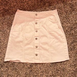 White jean button skirt